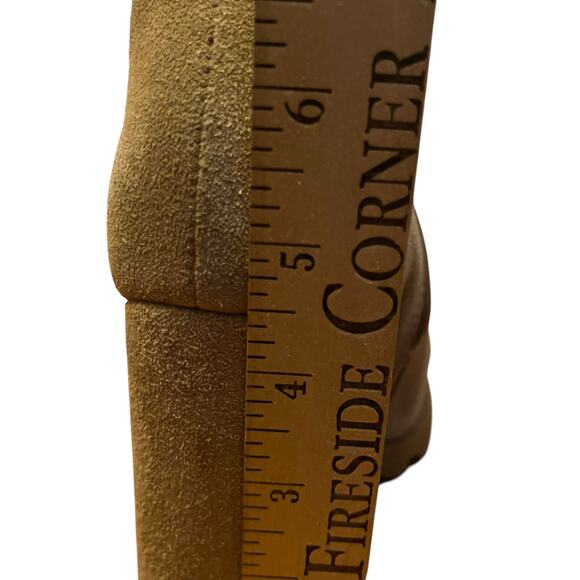 Schutz Naina Suede Boots Tan Sherpa Lined Lace Up Heeled Booties Lug Sole Size 8 - Picture 12 of 12